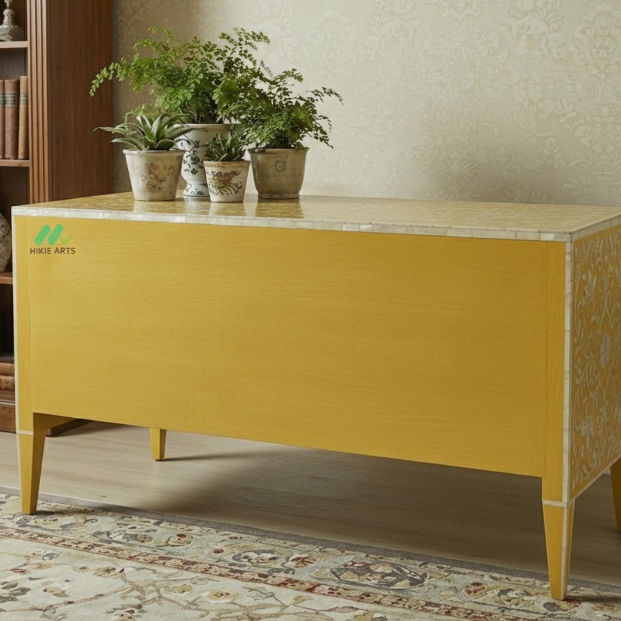 Mother of Pearl Yellow Console Table - Image 2