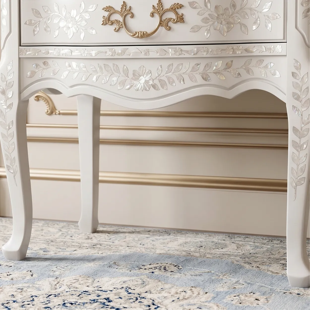 Mother of Pearl White Bedside table - Image 7