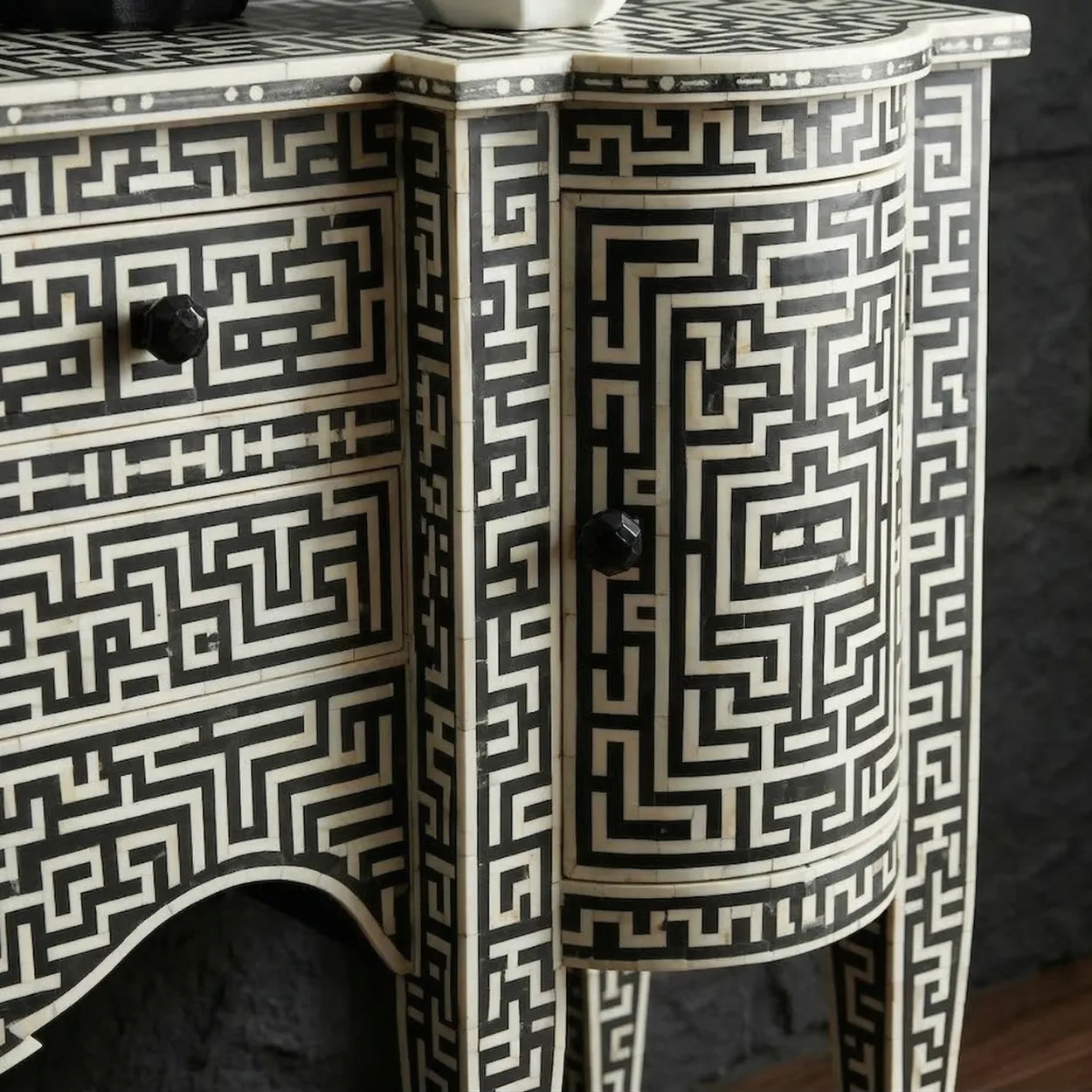 Bone Inlay Black Cabinet - Image 7