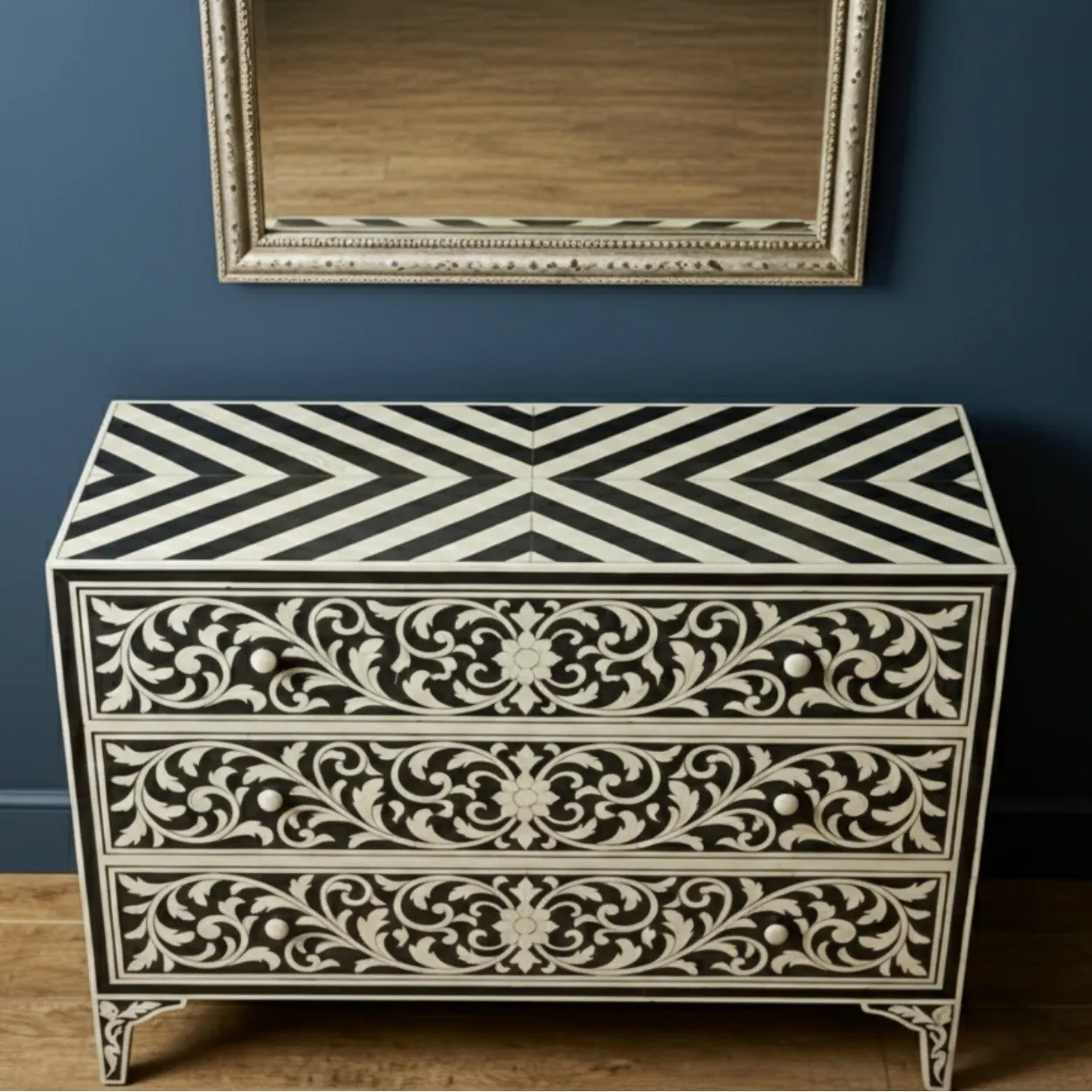 Bone Inlay Black 3 Chest of Drawer - Image 3