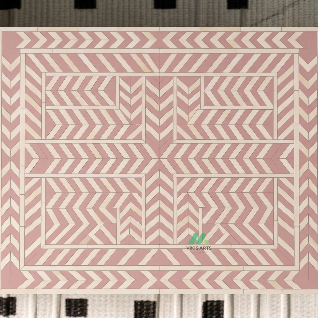 Bone Inlay Pink Bedside Table - Image 3