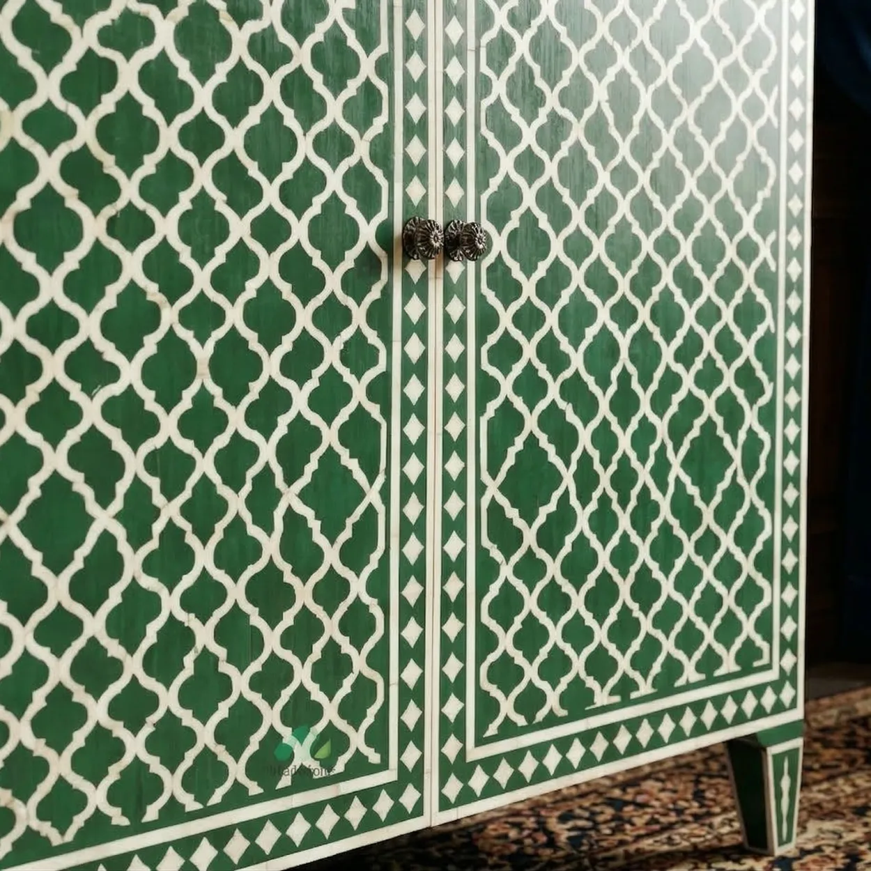Bone Inlay Green Cabinet - Image 7