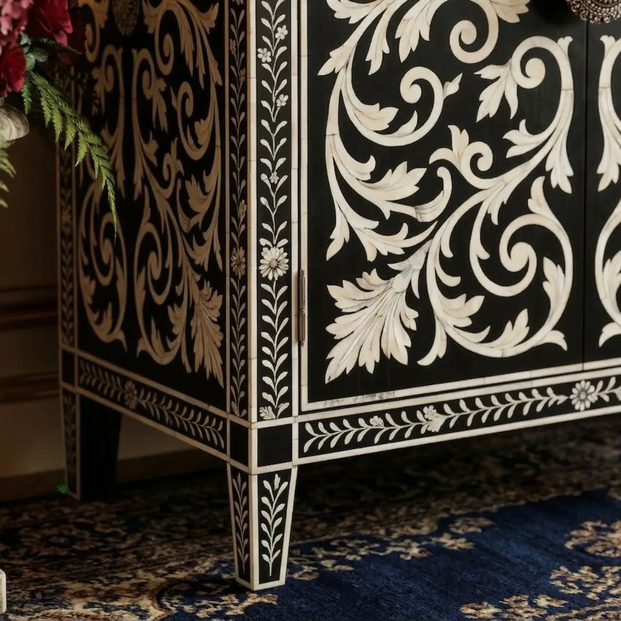 Bone Inlay Black Cabinet - Image 7