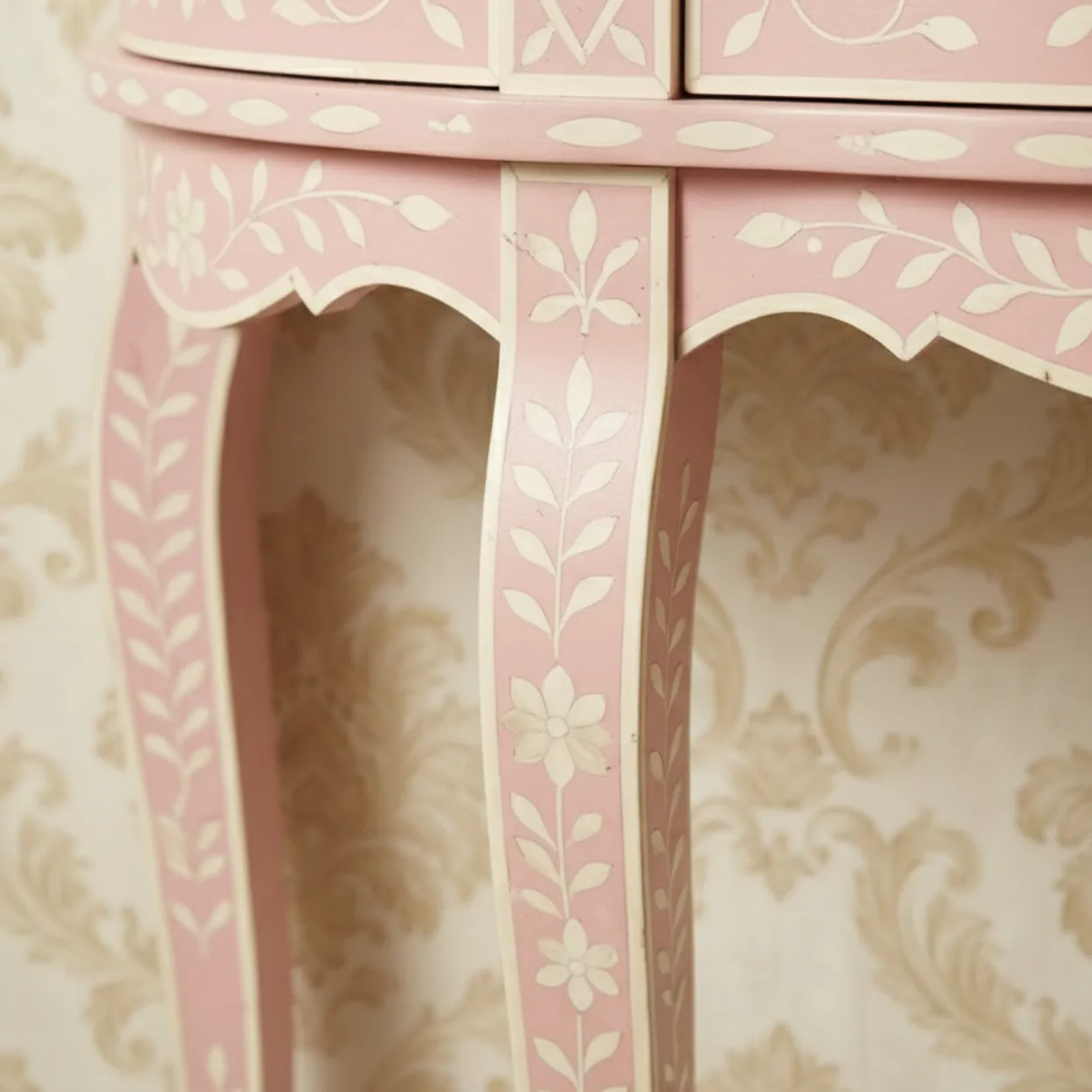 Bone Inlay Pink Console Table - Image 4