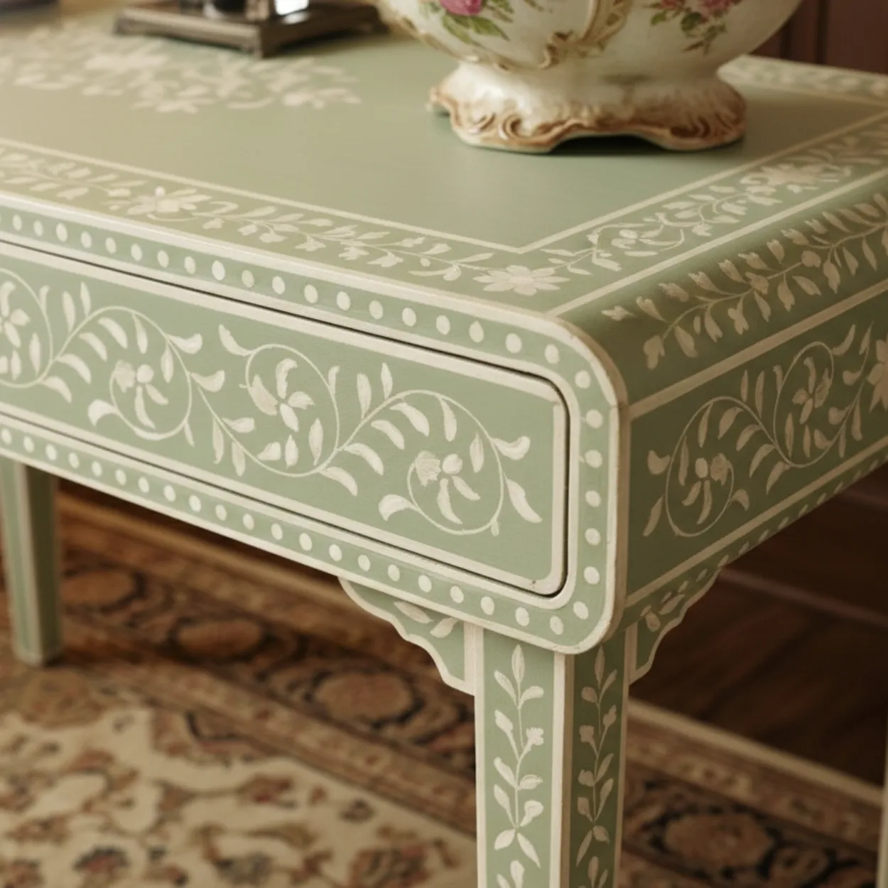Bone Inlay Green Desk - Image 4