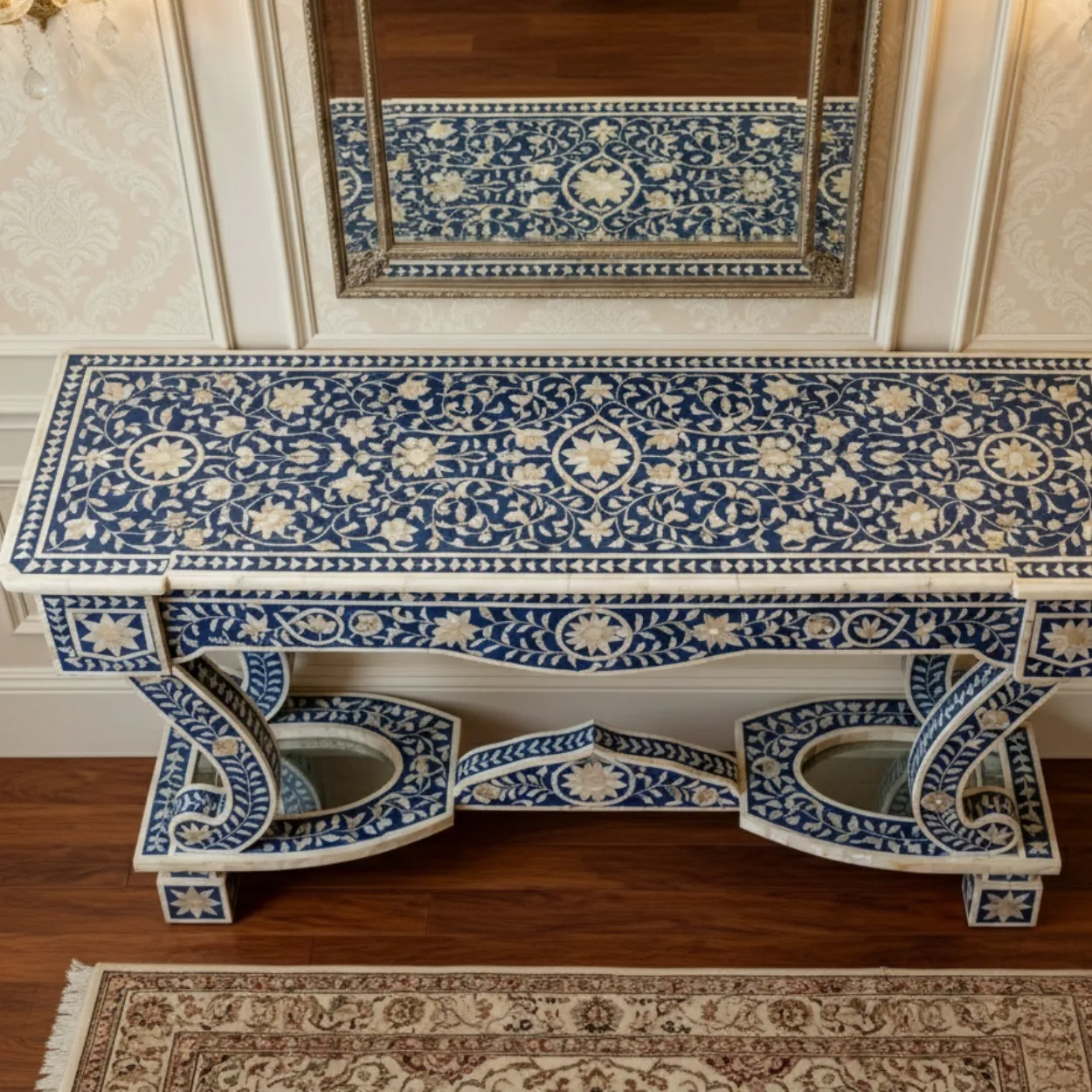 Mother of Pearl Blue Console Table - Image 2