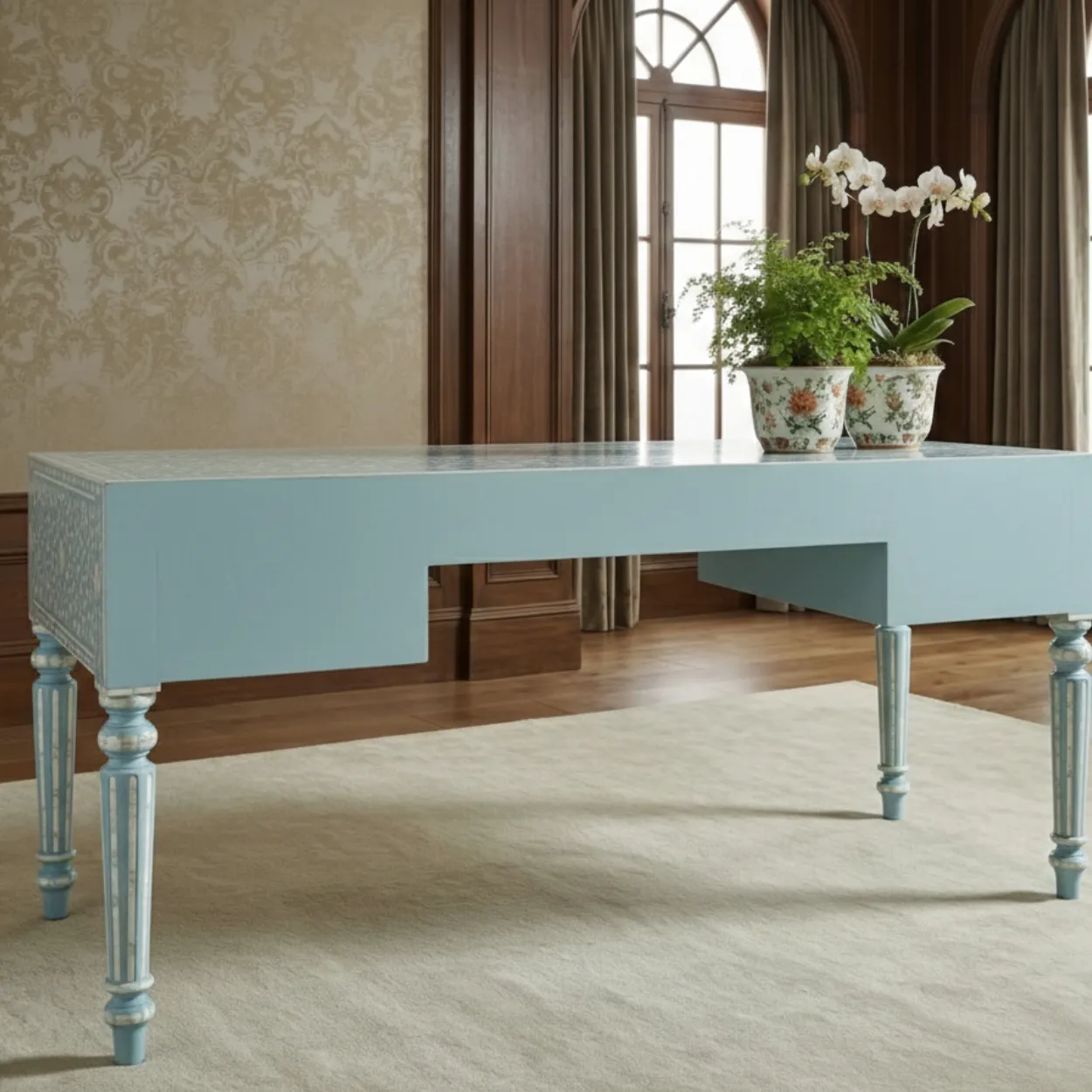 Mother of Pearl Blue Desk - Image 3