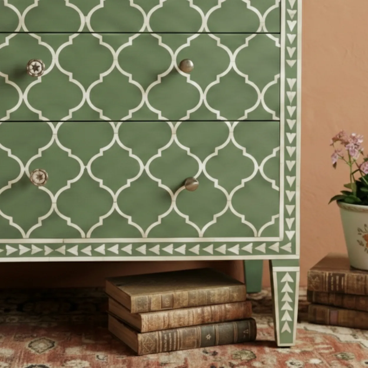 Bone Inlay Green 3 Chest of Drawers - Image 6