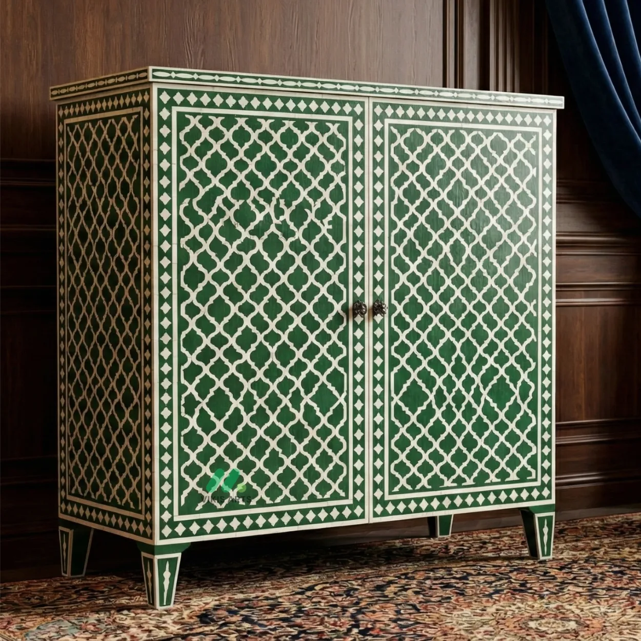 Bone Inlay Green Cabinet