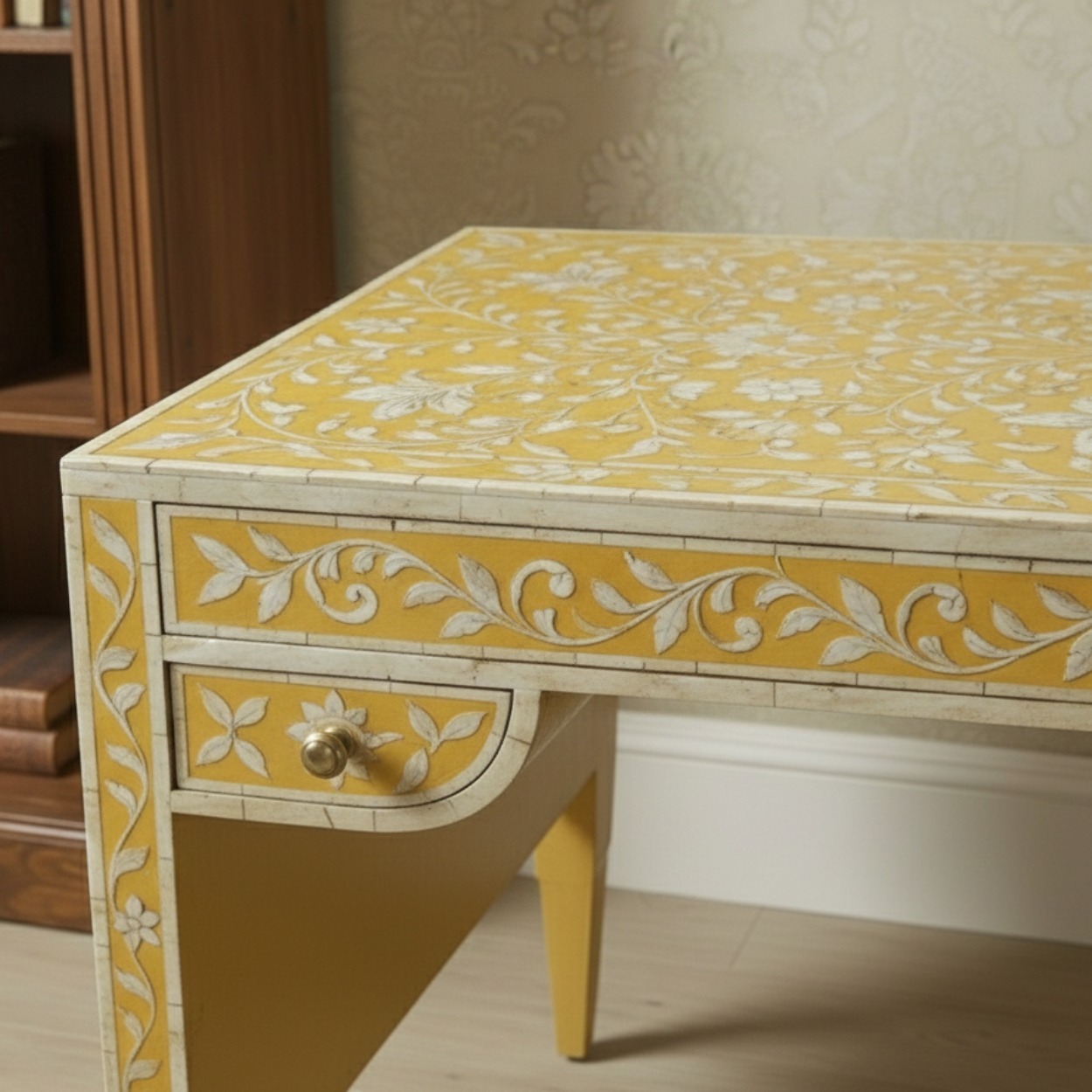 Mother of Pearl Yellow Console Table - Image 6