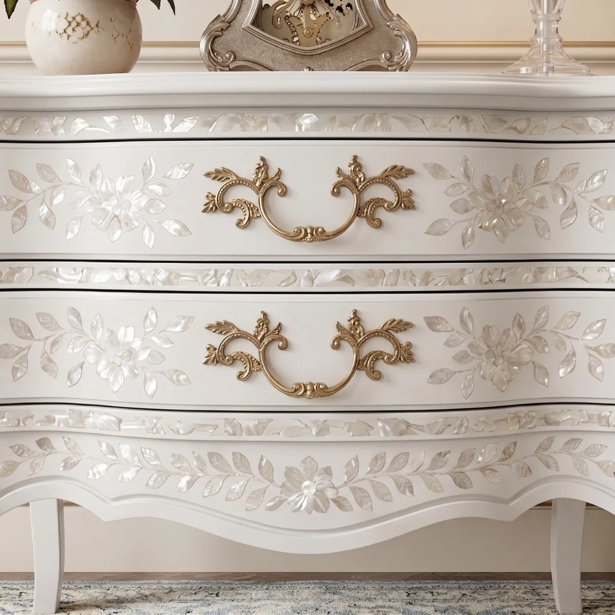 Mother of Pearl White Bedside table - Image 5