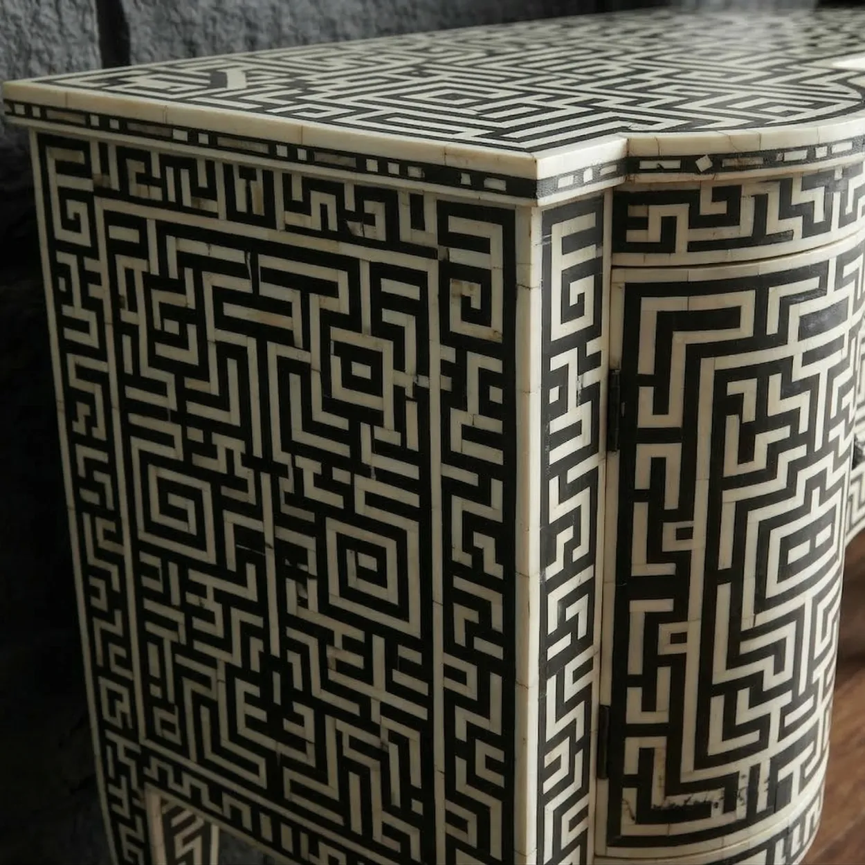 Bone Inlay Black Cabinet - Image 5