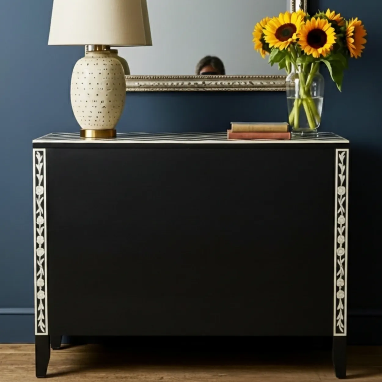 Bone Inlay Black 3 Chest of Drawer - Image 2