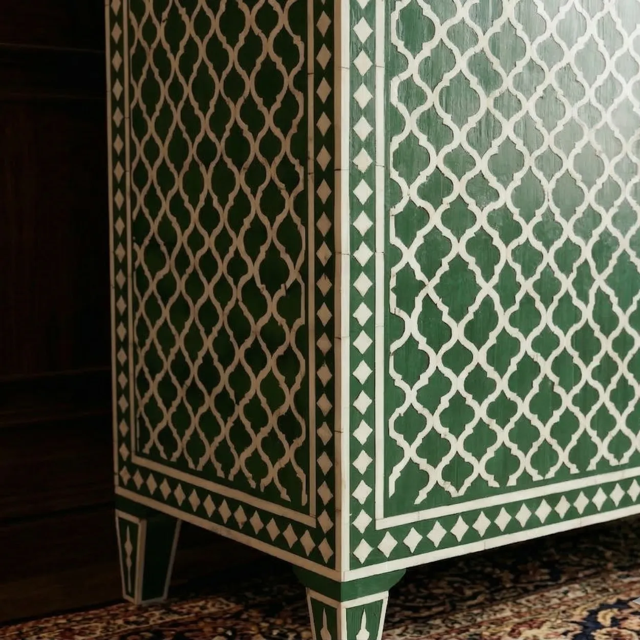 Bone Inlay Green Cabinet - Image 6