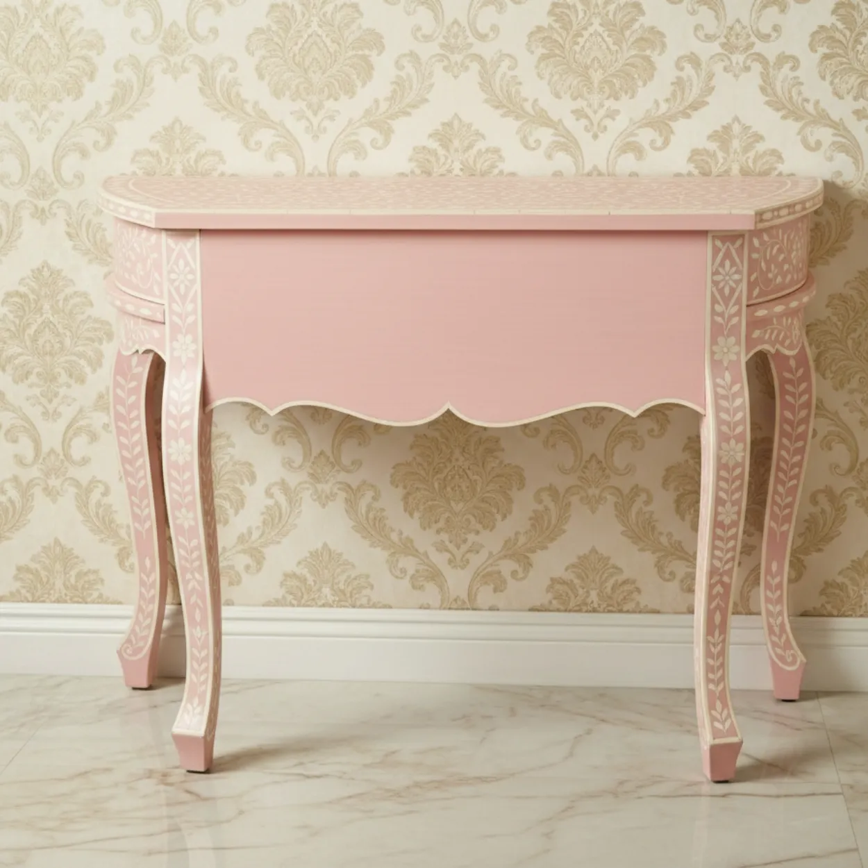 Bone Inlay Pink Console Table - Image 2