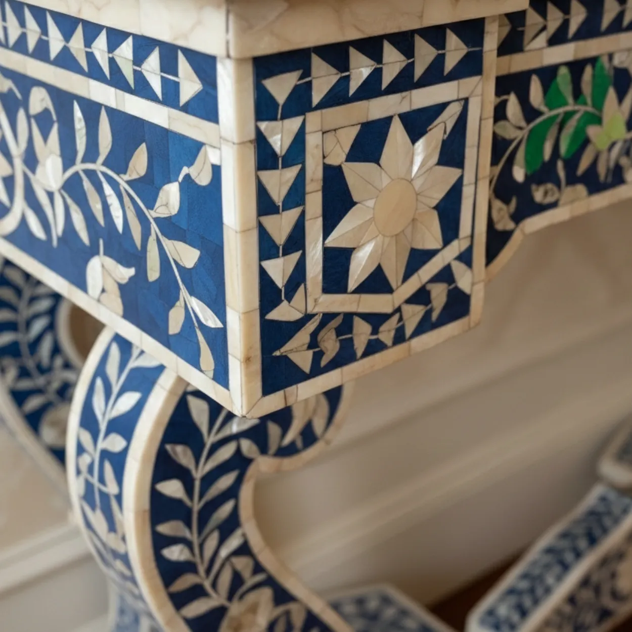 Mother of Pearl Blue Console Table - Image 3