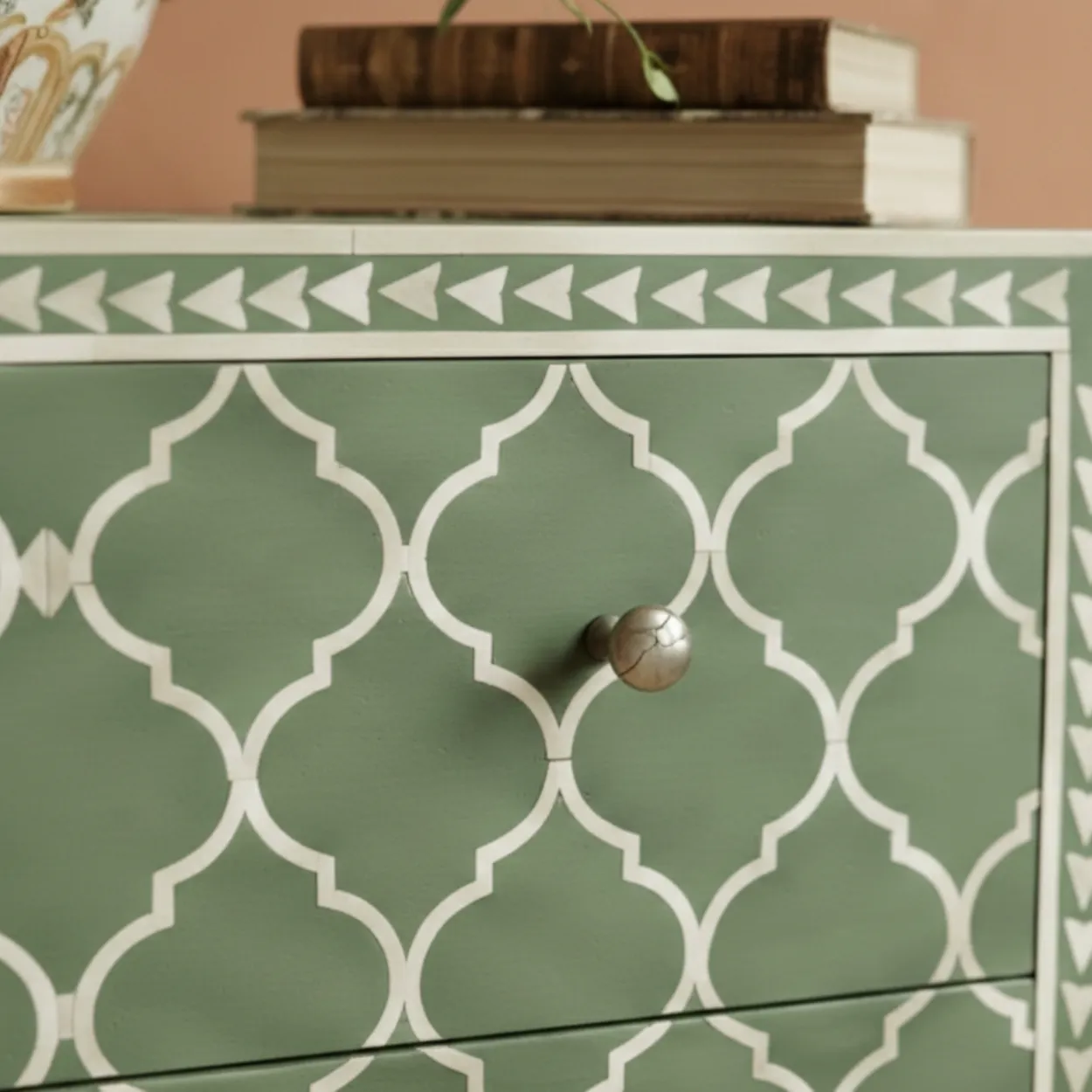 Bone Inlay Green 3 Chest of Drawers - Image 4
