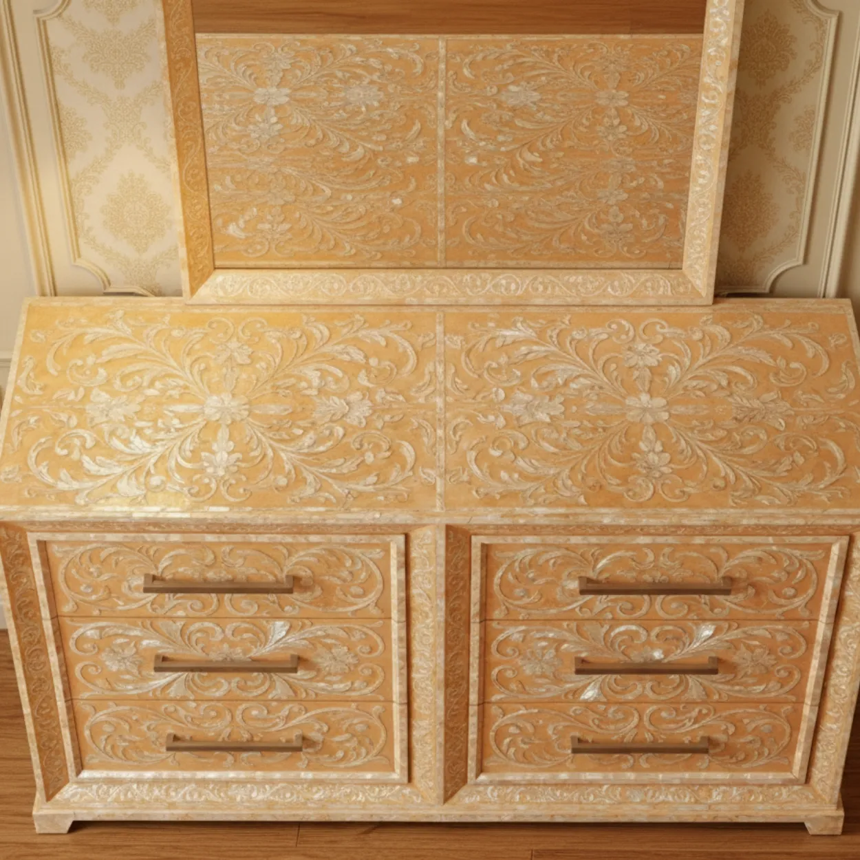 Mother of Pearl Orange 6 Chest of Drawers - Image 3