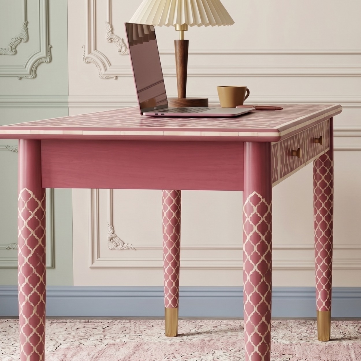 Bone Inlay Pink Desk - Image 4