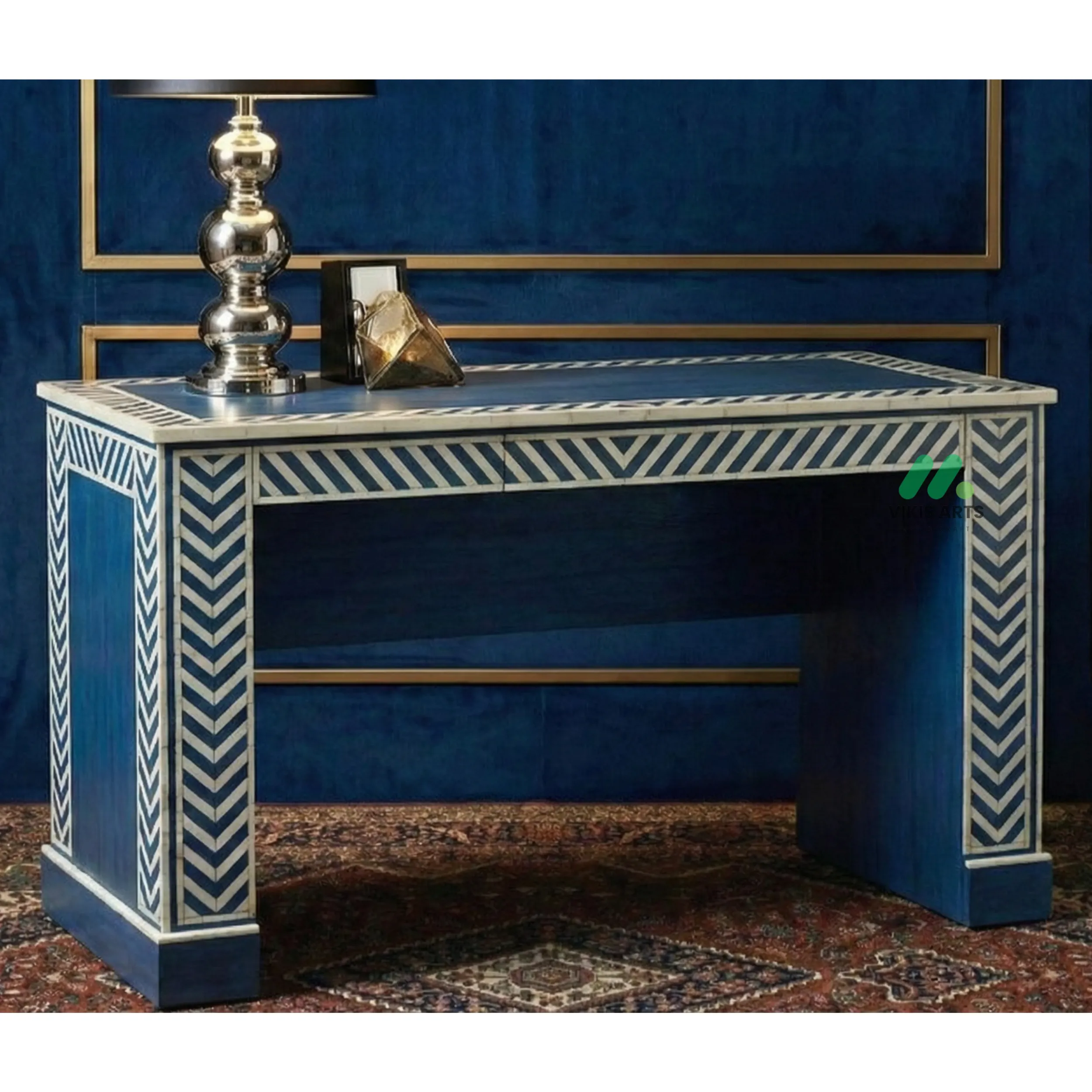 Bone Inlay Blue Desk