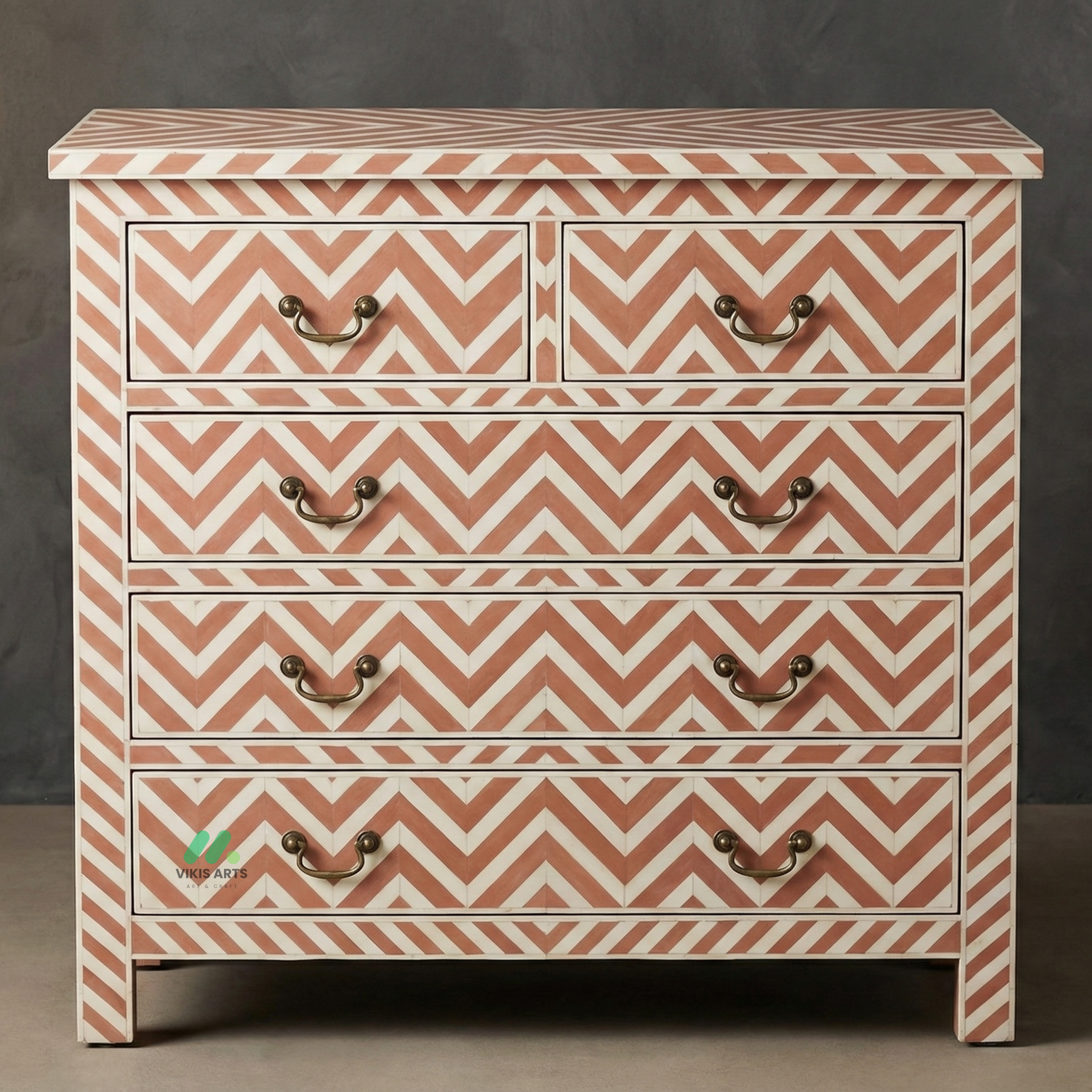 Bone Inlay Pink 5 Chest of Drawers