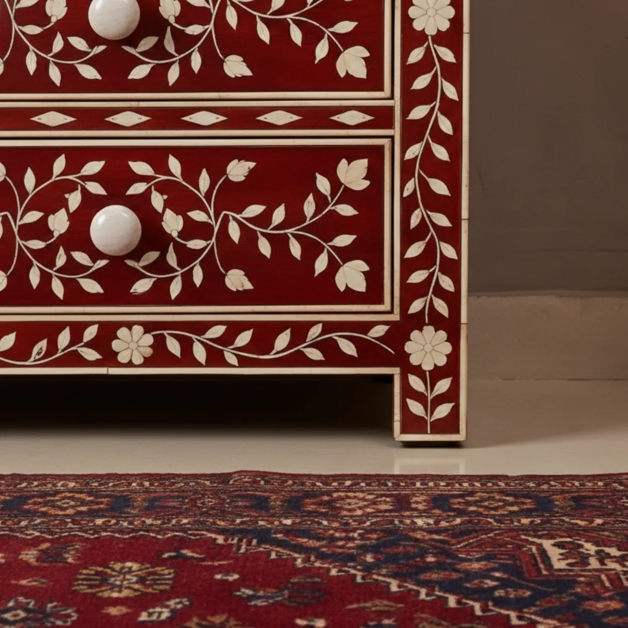Bone Inlay Red 6 Chest of Drawer - Image 6