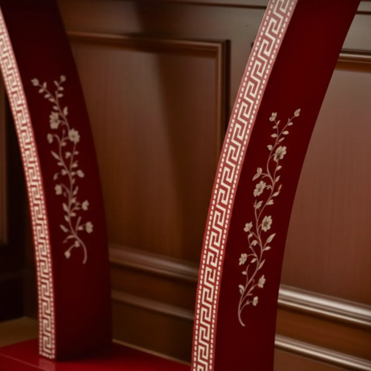 Bone Inlay Red Console Table - Image 5