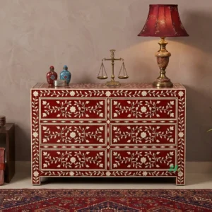Bone Inlay Red 6 Chest of Drawer