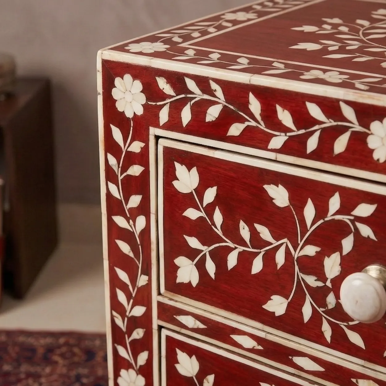 Bone Inlay Red 6 Chest of Drawer - Image 5