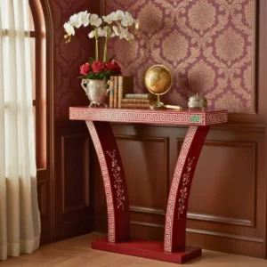 Bone Inlay Red Console Table