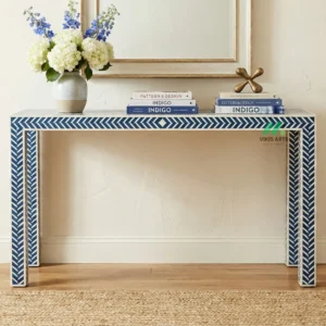 Bone Inlay Blue Console Table