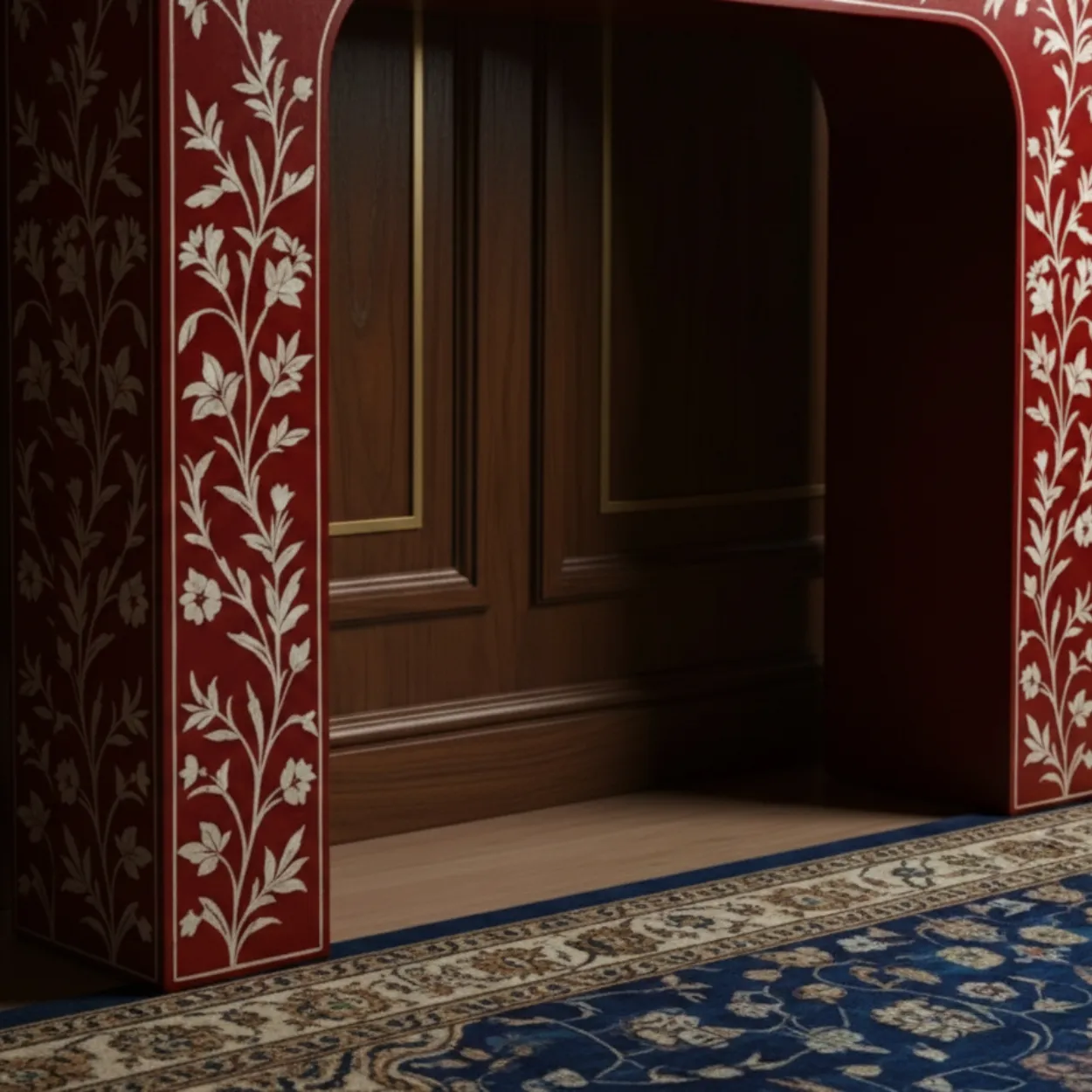 Bone Inlay Red Console Table - Image 5