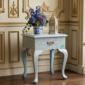 Mother of Pearl Light Blue Bedside Table