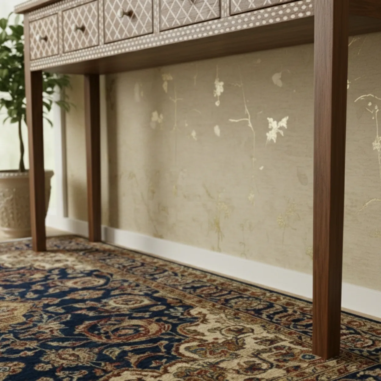 Bone Inlay Wooden Console Table - Image 7