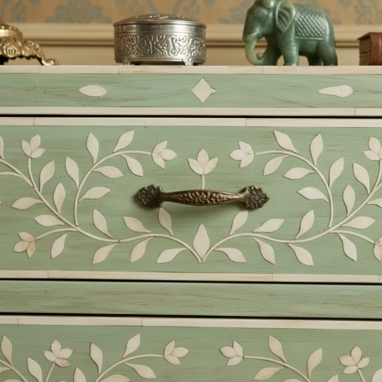 Bone Inlay Light Green 3 Chest of Drawer - Image 5