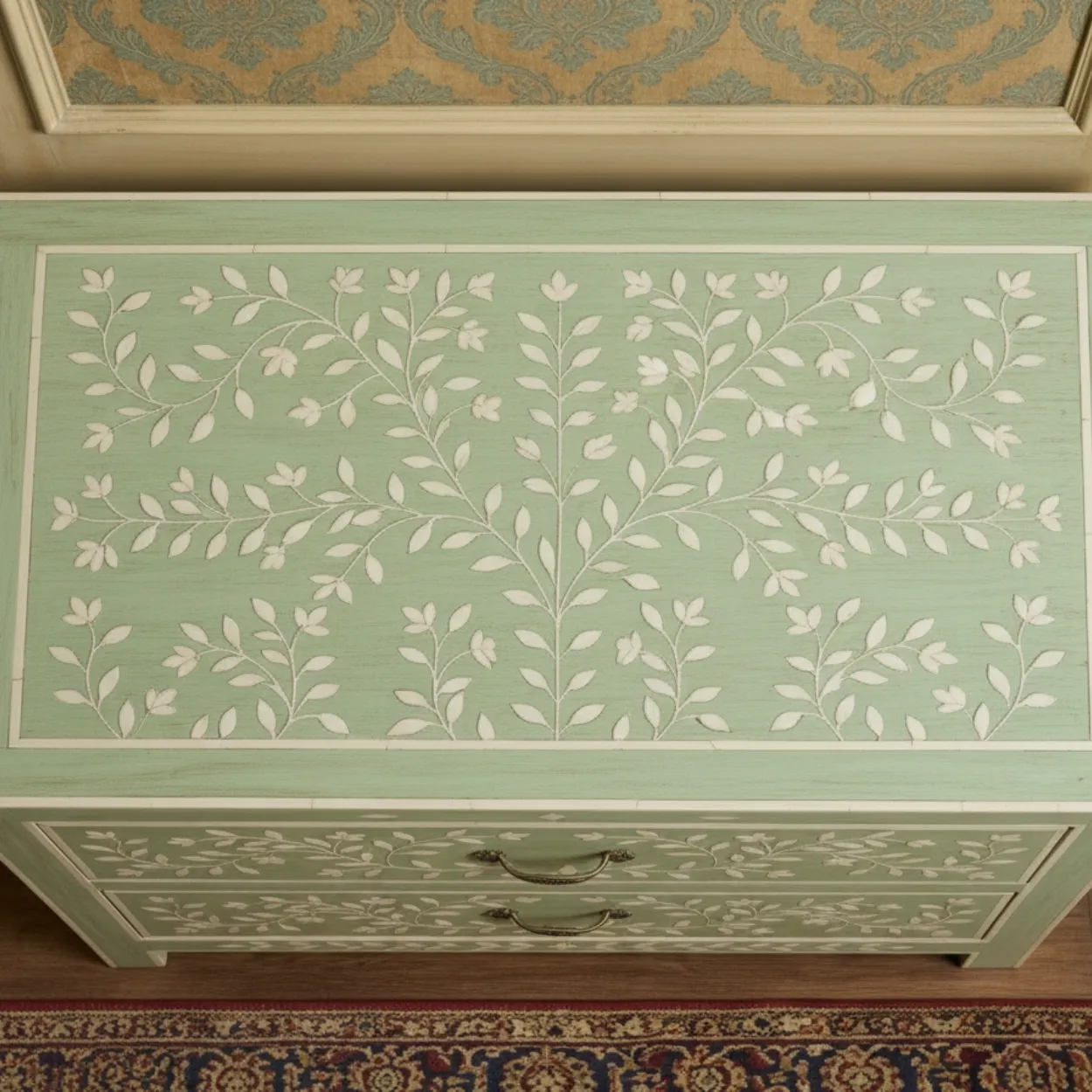 Bone Inlay Light Green 3 Chest of Drawer - Image 6