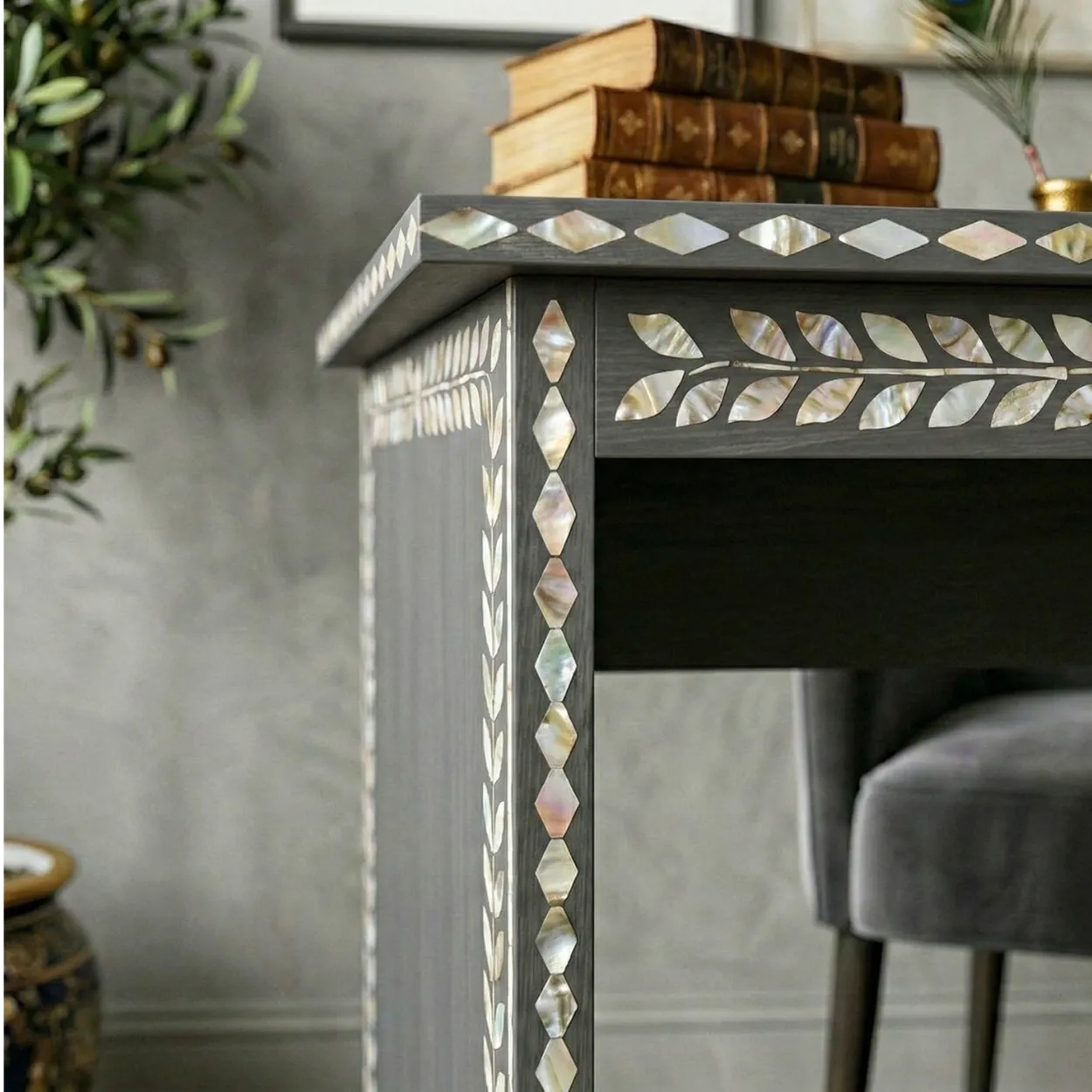 Mother of Pearl Grey Study Table - Image 4