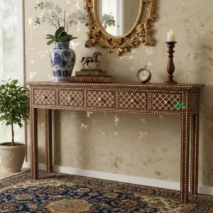 Bone Inlay Wooden Console Table