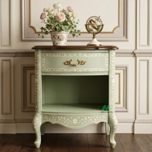 Bone Inlay Light Green Bedside Table