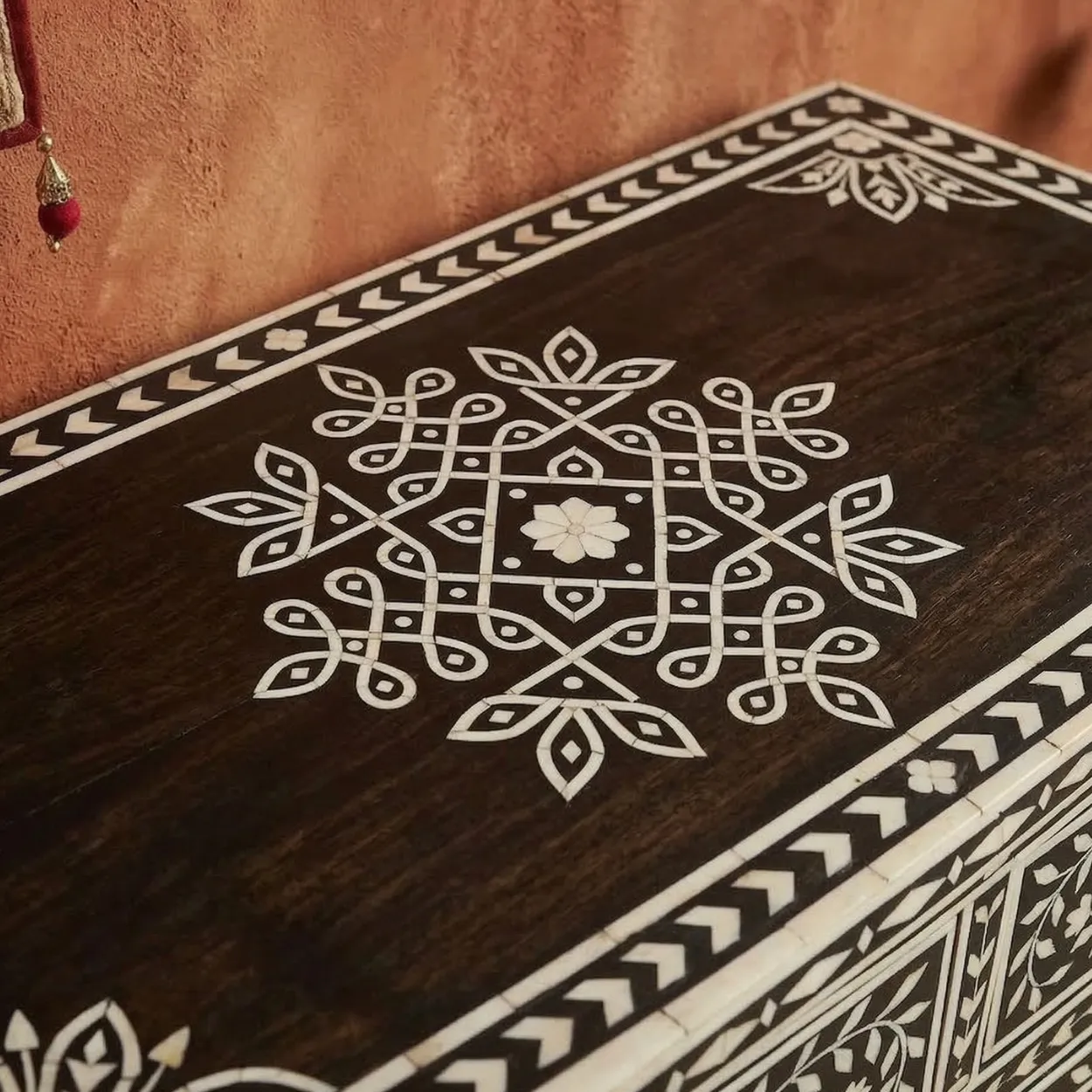 Bone Inlay Black Cabinet - Image 3