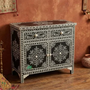 Bone Inlay Black Cabinet