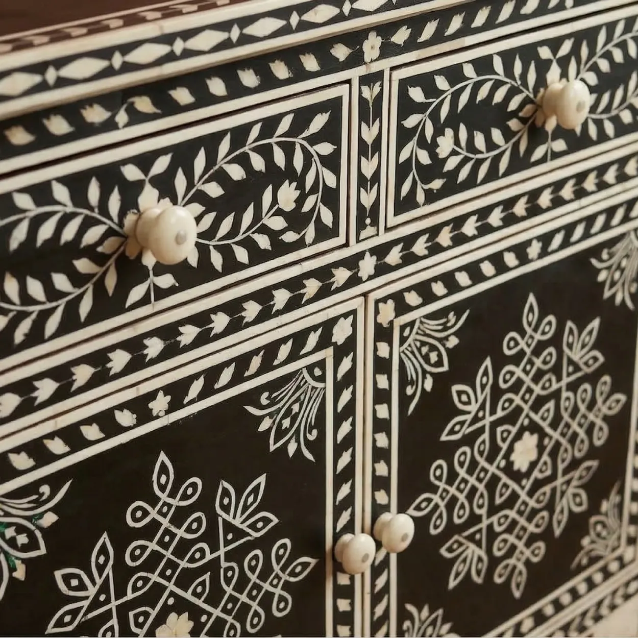 Bone Inlay Black Cabinet - Image 5
