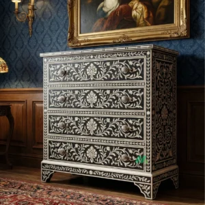 Bone Inlay Black 4 Chest of Drawer