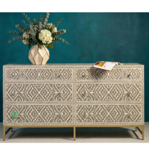 Bone Inlay Grey 6 Chest of Drawers