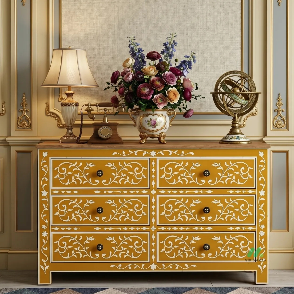 Bone Inlay Yellow 6 Chest of drawer