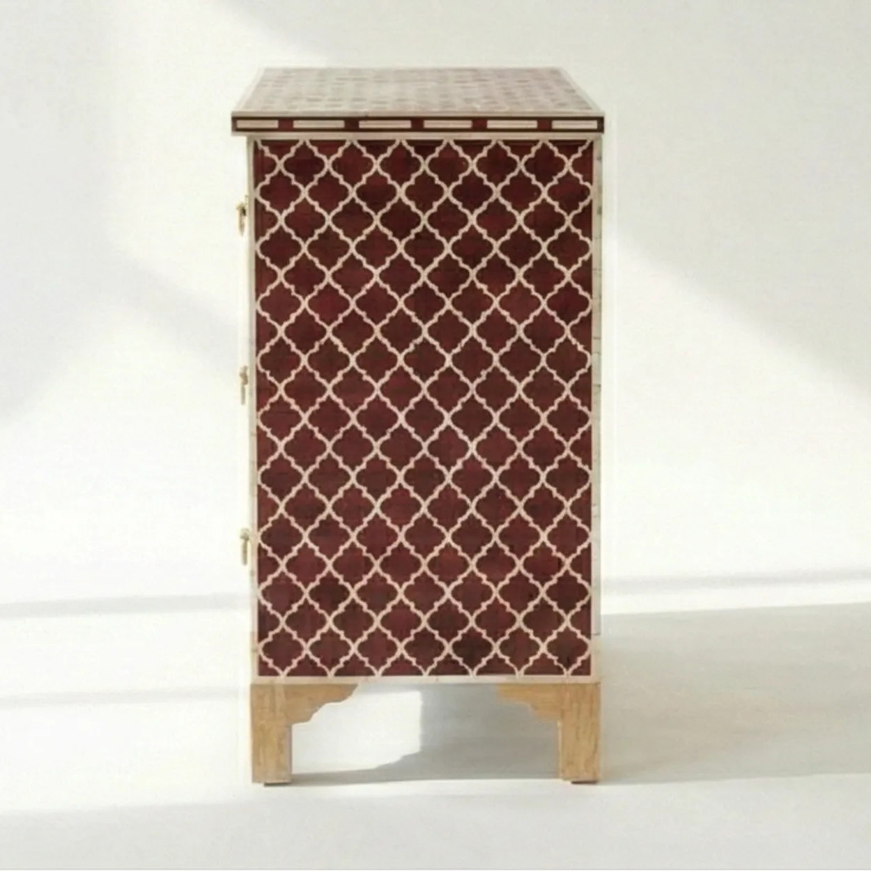 Bone Inlay Red 4 Chest of Drawer - Image 2