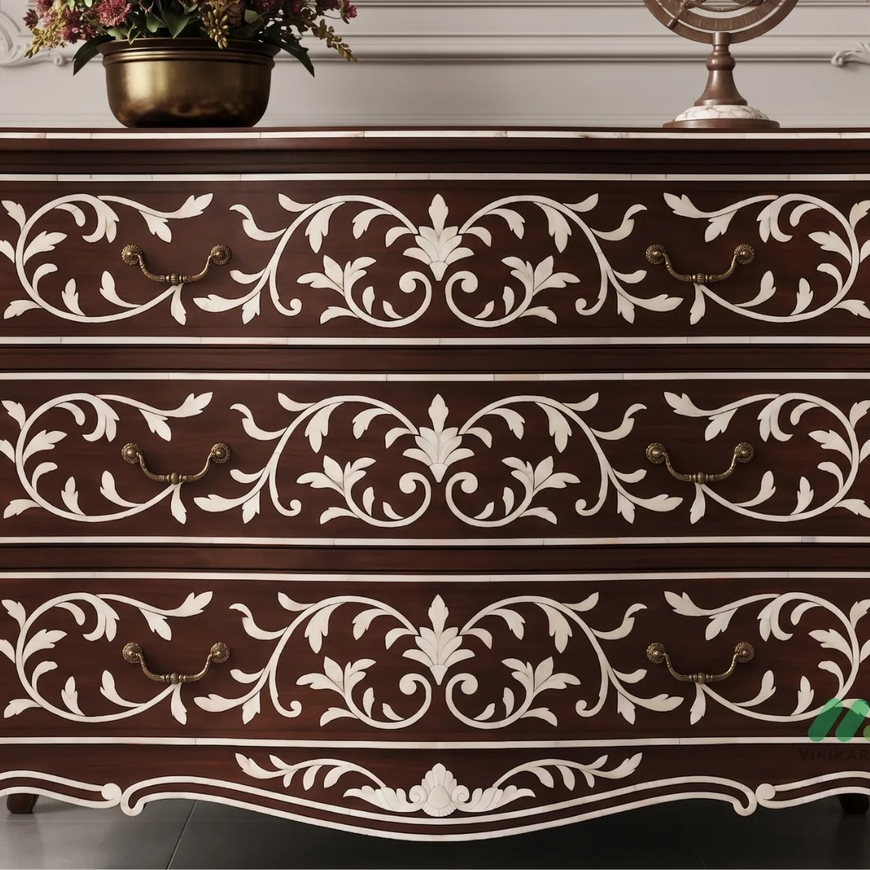 Bone Inlay Wooden Chest of Drawer - Image 2