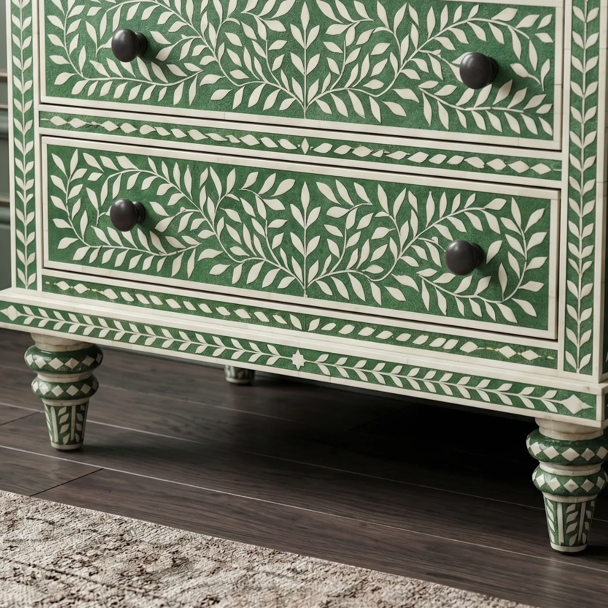 Bone Inlay Green 5 Chest of Drawer - Image 6