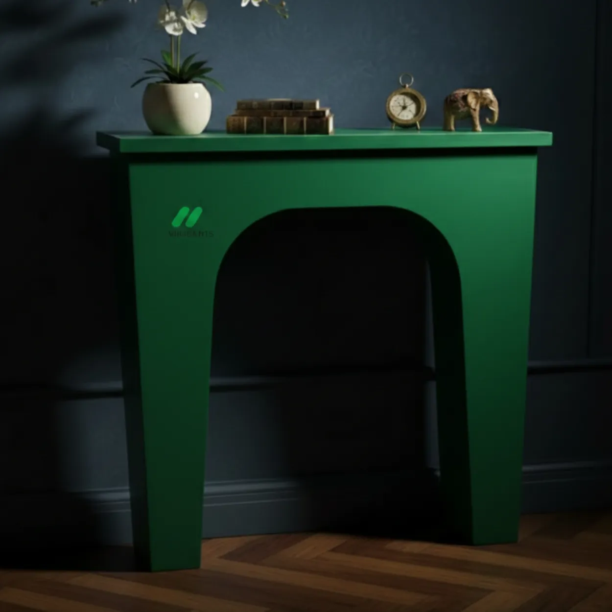 Bone Inlay Green Console Table - Image 3