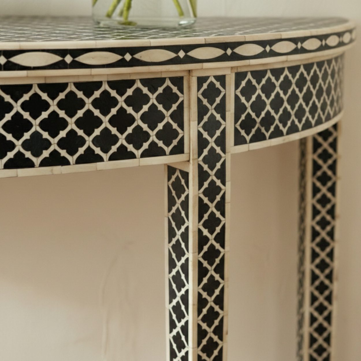 Bone Inlay Black Console Table - Image 3